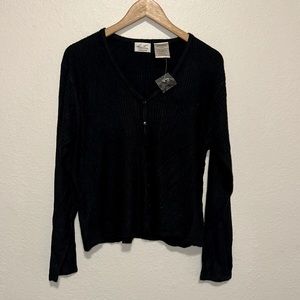 NWT Kathie Lee Black Button Down Sweater